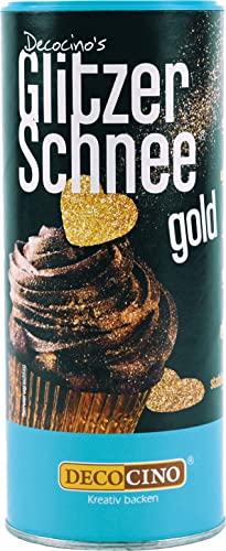 DECOCINO GlitzerSchnee gold Glitzerstaub Glitzerpuder Backglitzer essbarer Glitzer zum Backen Glitter Glimmer, 100 g