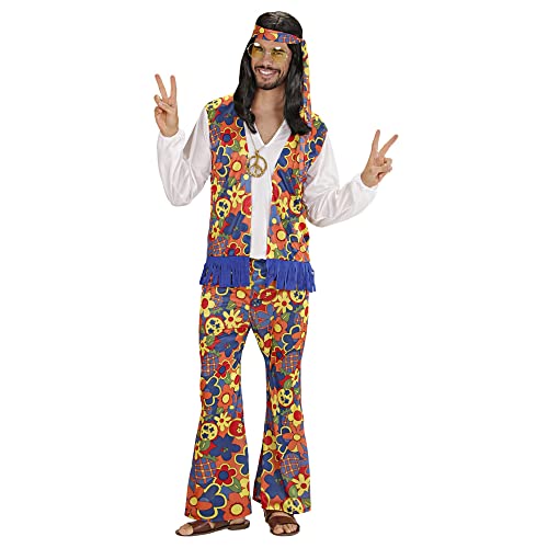 W WIDMANN MILANO Party Fashion - Kostüm Hippie Man, Hemd mit Weste, Hose, Kopftuch, Kette mit Medaillon, Karneval, Mottoparty