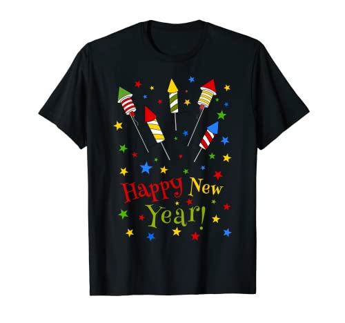 Happy New Year Silvester Outfit Neujahr Herren Damen T-Shirt