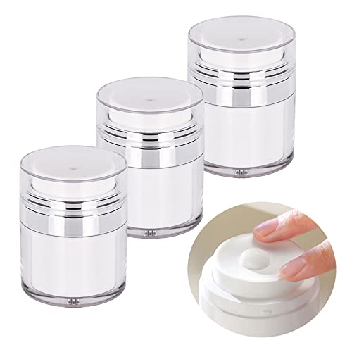 Feliciay 3 Stück Cremetiegel Vakuumflasche,30ml Airless Pumpspender Leer Lotion Pumpflasche,Creme Spender Pump Container,Nachfüllbar Tragbarer Pump Behälter Spender Vakuumflasch für Reisen