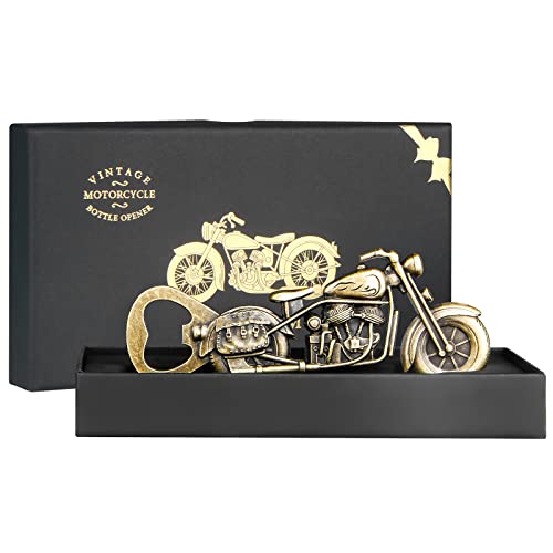 Vatertagsgeschenk Geschenke für Männer papa, Vintage Motorrad Bier Flaschenöffner, Mit 10 Aufkleber, 1 Grußkarte, Einzigartiges Biergeschenk geburtstagsgeschenk für ihn Papa Opa Ehemann Freund