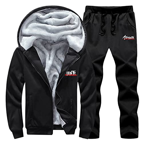 black friday angebote 2024, Trainingsanzug Herren mit Fleece Gefütterte Baumwolle - Freizeitanzug Kapuzenpullover und Jogginghose Warm Kuschelig Vliesjogginganzug Männer Sportanzug Set Tracksuit