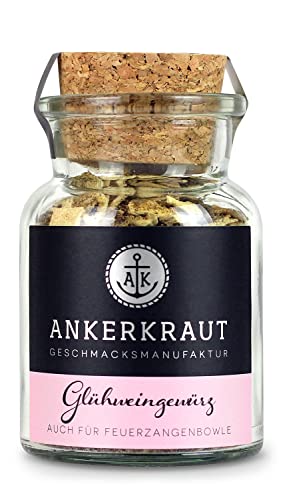 Ankerkraut Glühweingewürz, Gewürzmischung für Glühwein, Feuerzangenbowle, Punsch, Kinderpunsch, Weihnachtstee, 60g im Korkenglas