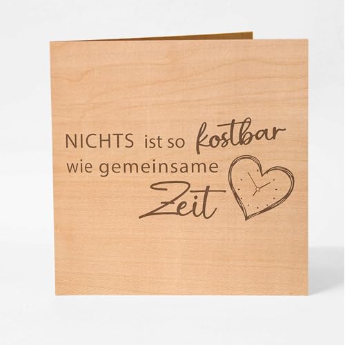 Original Holzgrusskarte – Nichts ist so kostbar wie gemeinsame Zeit – einzigartige Grußkarte, Karte Liebe, Jahrestag Karte, Geburtstag Karte, Hochzeitstag, Jahrestag, Geschenke für Frauen