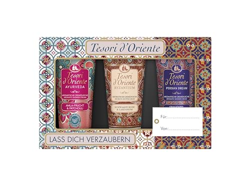 TESORI D'ORIENTE Geschenkset Cremeduschen 3 x 75 ml (Ayurveda, Persian Dream und Byzantium) Duschcremes zur Körperpflege, Wellness-Rituale für Körper & Sinne