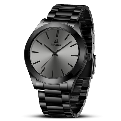 LN LENQIN Uhren Herren Edelstahl Herren Uhr wasserdichte Analoge Quarz Uhren Herren Armbanduhren Mode Freizeit Uhren für Männer