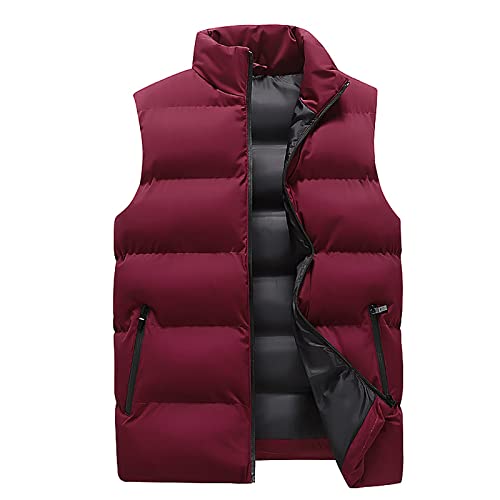 Steppweste Herren Warme Winterweste Reißverschluss Stehkragen Daunenweste Outdoor Puffer Weste Einfarbig Herrenweste mit Taschen Klassische Outdoorweste Übergangsweste Blitzangebote Des Tages