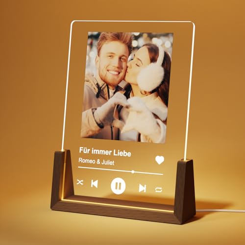 Giftove Weihnachtsgeschenke für Frauen ＆ Männer Spotify Glas Foto Bilderrahmen - Personalisierte Geschenke für Freundin Freund Frau Paare Partner Pärchen zu weihnachten, Valentinstag, Geburtstag