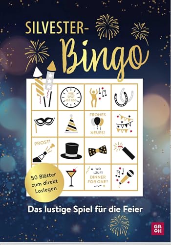 Silvester-Bingo: Das lustige Spiel für die Feier | Lustiger Spielblock mit 50 verschiedenen Bingo-Vorlagen