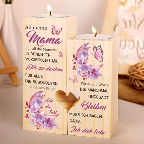 Vetbuosa Geburtstagsgeschenk für Mama - Blumen Schmetterling Kerzenständer Geschenke für Mama, Mama Geschenk für Mama Zum Geburtstag, Muttertag Gesche von Tochter & Sohn