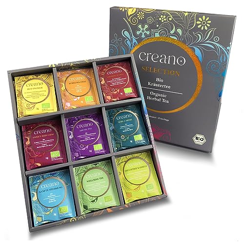 Creano Bio Kräutertee Geschenkset „ORGANIC HERBAL TEA“ - 27 Bio-Teebeutel in 9 unterschiedlichen Sorten - 54g - NEUHEIT*