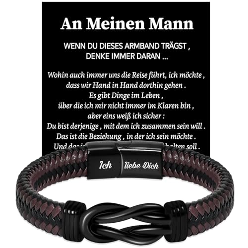 Coldbling Ich Liebe Dich Geschenke für Männer - Armband Valentinstag Jahrestag Geschenk für Ihn, Weihnachten Hochzeitstag Geburtstag Liebes Geschenk für Ihn Freund Mann Männer Lederarmband