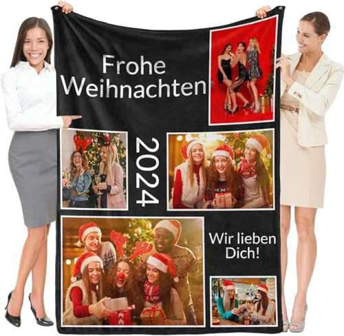 Greysky Personalisierte Decke mit Foto, Personalisierte Weihnachten Geschenke für Frauen, Kuscheldecke Personalisiert Fotodecke, Geburtstagsgeschenk für Frau, Mama, Papa, Männer, Freundin, Familie