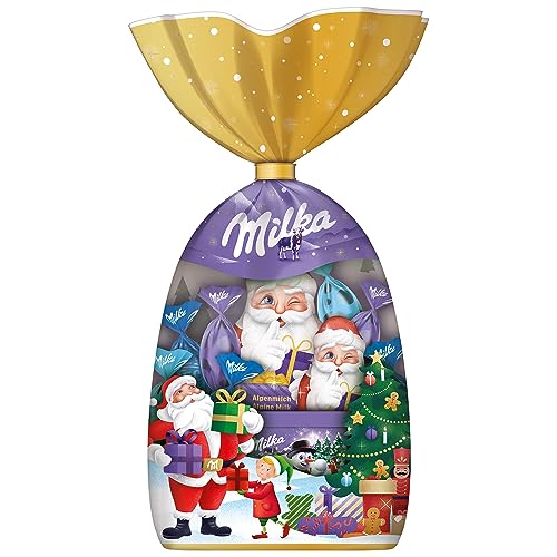 Milka Weihnachtsmischung 1 x 224g I Weihnachtsschokolade Mix-Beutel Einzelpackung I Weihnachts-Geschenk Schokolade I Süßigkeiten zu Weihnachten aus 100% Alpenmilch Schokolade