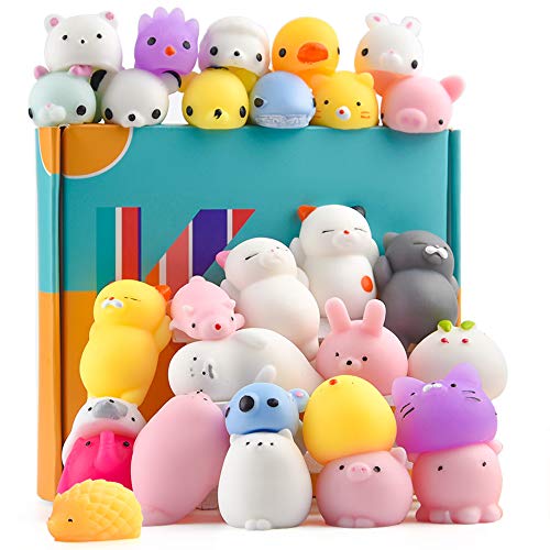 KUUQA 30 Stück Spielzeug Tiere Squishies Squeeze Easter Egg Füller, Kaninchen niedlich Mini Panda Katze Weich Stress Relief Squeeze Spielzeug für Kinder Geburtstag Party Favors Goodie Bag Stuffers