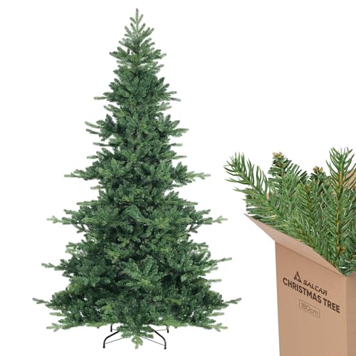 SALCAR Weihnachtsbaum Künstlich 180 cm, Tannenbaum Künstlich PVC und PE, Klapp-Schirmsystem Künstliche Weihnachtsbäume, φ115 cm übergroßer Baumdurchmesser