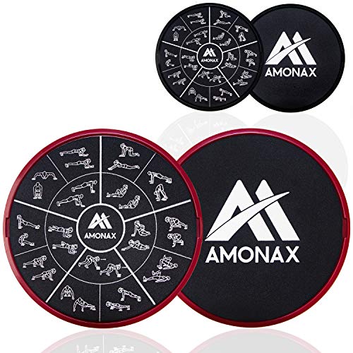 Amonax Gleitscheiben Fitness Doppelseitige Slider-Übung core fitness Scheibe Gym Gliding Discs für Bauchmuskeltraining Übungen Teppich Holzböden für Hause Training, gleitscheibe Sport slides