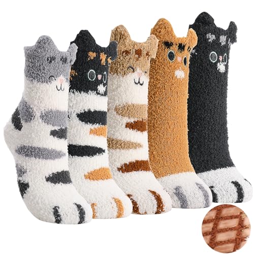 taonganui 5 Paare Winter Kuschelsocken Damen 36-42 Wintersocken Flauschige Socken Dicke Weiche Bettsocken Schlafsocken Warm Flauschsocken Kuschelige Socken