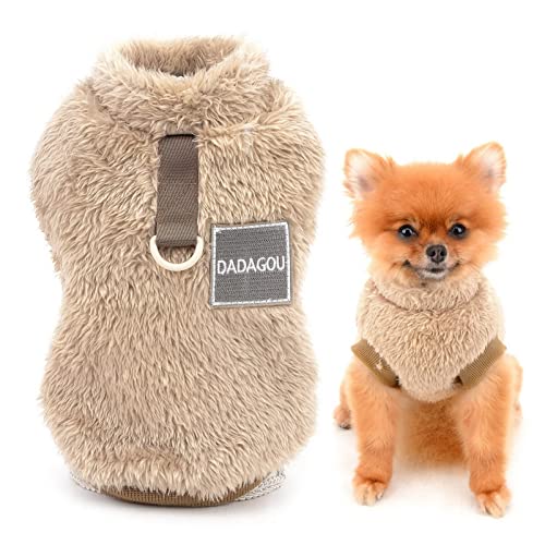 SMALLLEE_LUCKY_STORE Haustier-Sherpa-Fleece-Pullover Weste Rollkragenpullover mit D-Ring weiches Sweatshirt für kleine Hunde Katzen, Welpen Yorkie Chihuahua warme Herbst-Winterkleidung, Braun, XL