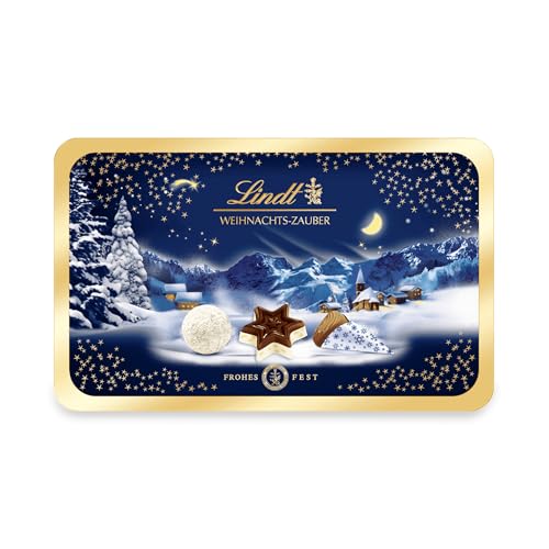 Lindt Schokolade Weihnachts-Zauber Pralinés |200 g in Pralinen-Dose | Spezialitäten mit und ohne Alkohol | Pralinen-Geschenk zu Weihnachten