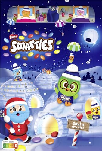 NESTLÉ SMARTIES Adventskalender, Weihnachtskalender gefüllt mit Figuren aus Milchschokolade & SMARTIES Schokolinsen, 1er Pack (1 x 193,9g)