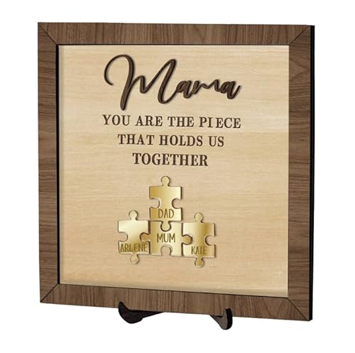 Personalisiertes Muttertags-Puzzle-Schild aus Holz, Geschenk für Mama, personalisiertes Mama-Puzzle-Schild mit individuellen Kindernamen, Wanddekoration, Muttertags-Geburtstagsgeschenk