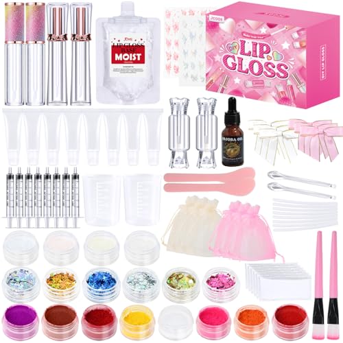 Lipgloss Selber Machen Set, Vezerd Lipgloss Making Kit, Feuchtigkeitsspendend Mädchen Lip Gloss Lippenstift DIY Herstellungsset Set, Lustiges Make Up Geschenk Für Frauen