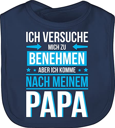 Shirtracer Baby Lätzchen - Sprüche - Ich versuche mich zu benehmen komme nach meinem Papa - Unisize - Navy Blau - babygeschenk lustige babysachen spruch dad babylätzchen babygeschenke