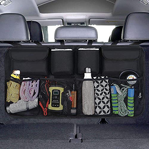 URAQT Kofferraum Organizer, Auto Aufbewahrungstasche, Kofferraumtasche, Wasserdichten Taschen mit Starkes elastisches, Zauberstabstruktur für SUV, Schwarz