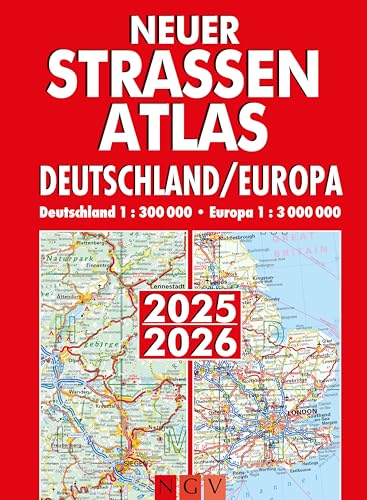 Neuer Straßenatlas Deutschland/Europa 2025/2026: Deutschland 1:300.000 | Europa 1:3.000.000 | Praktisch mit Spiralbindung