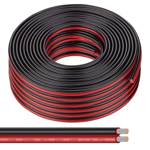 ADNEWX® 20m 2 Pin 22AWG Rot und Schwarz Draht PVC LED Verlängerungskabel 12V Kabel sind häufig Bei Leuchten/LED Strip und elektronische Verdrahtung