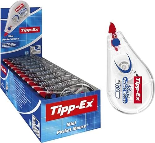 Tipp-Ex Korrekturroller Mini Pocket Mouse, 6m x 5mm, 10er Pack, Ideal für das Büro, das Home Office oder die Schule