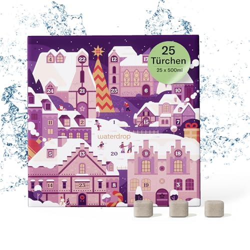 waterdrop® Adventskalender 2024, 25 Überraschungen – Geschmack für Wasser | Premium Adventskalender für Männer & Frauen, Zuckerfreie Getränkewürfel – Weihnachtskalender & Geschenkidee für Kinder