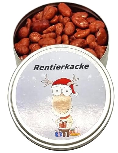 Rentierkacke aus der Dose, Gebrannte Erdnüsse dragiert Nervennahrung, Geschenk zur Entspannung, Spaßgeschenk