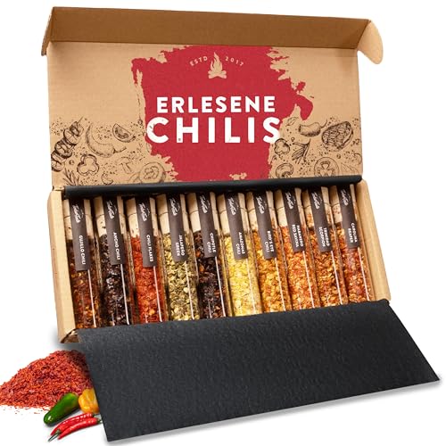 TIMBER TASTE® Scharfes Chili Gewürze Geschenkset für Männer & Frauen [BIS 1.200.000 SCOVILLE] - Das 10er-SET mit vollem Schärfespektrum - Besonderes Chili Set Geschenke für Männer & Schärfeliebhaber