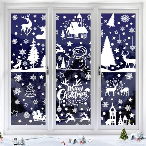 9 Blatt Fensterbilder Weihnachten Selbstklebend, Weihnachtsdeko Fenster Elektrostatische PVC, Weihnachten Fensterdeko Wiederverwendbare Weihnachtsdeko für den Innenbereich