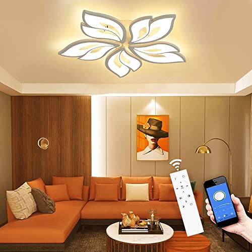 LED Deckenleuchte Dimmbar, 40W-80W Deckenlampe LED Wohnzimmerlampe mit Fernbedienung APP Farbwechsel - Moderne Wohnzimmerlampe Deckenleuchte Energie Sparen Dimming Deckenbeleuchtung Schlafzimmerlampe