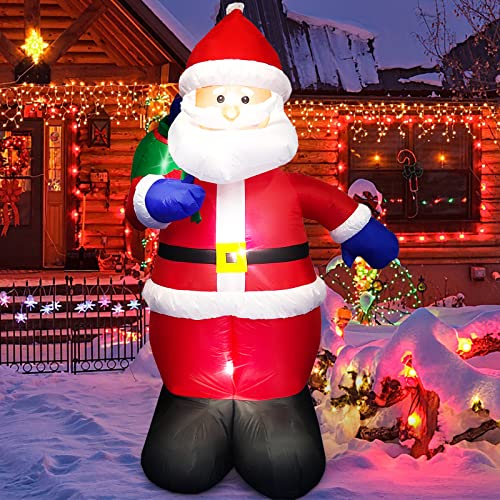 Danxilu 150cm Aufblasbarer Weihnachtsmann mit LED Beleuchtet, Aufblasbare Weihnachtsdeko Außen mit Geschenktüte, Weihnachtsmann Aufblasbar IP44 Wetterfest für Draußen, Hof, Garten, Rasen, Terrasse