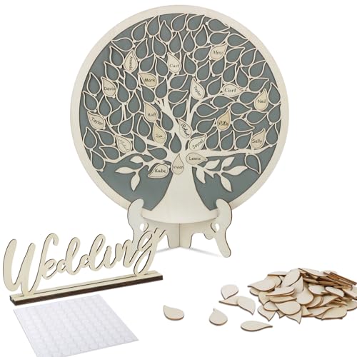 VINFUTUR Holz Gästebuch Hochzeit Baum Hochzeitsgästebuch Alternative Personalisiert Hochzeitsdeko Kreative Geschenk für Hochzeit Verlobung Jubiläum