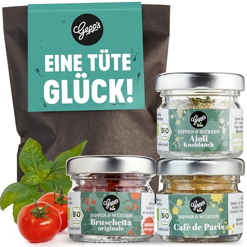 Gepp's Feinkost Wundertüte Eine Tüte Glück I Bio Geschenkset mit Mini-Cafe de Paris, Bruschetta & Aioli I Viel Erfolg Geschenkidee & Glückbringer für Prüfung, Geschenk für die Abi-Prüfung