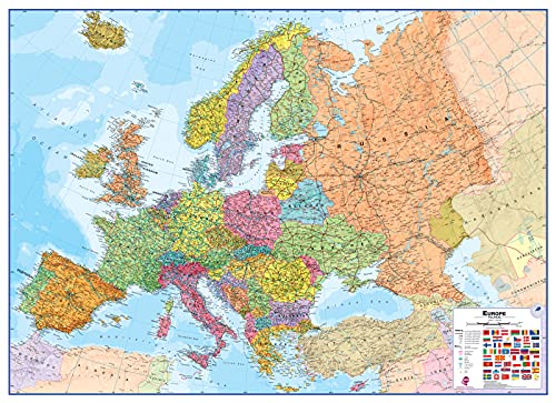 Große Europa-Wandkarte (politisch) Laminiert - 118.9 x 84.1 cm - Maps International