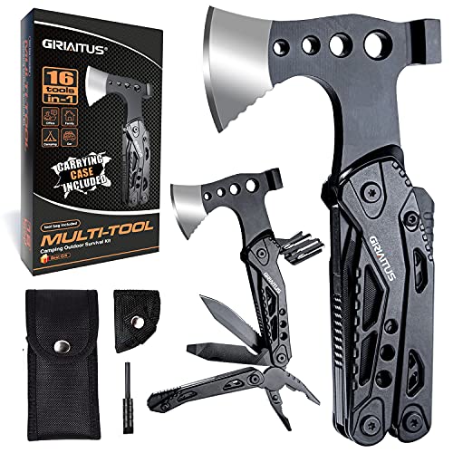 Geschenke für Männer 16IN1 Multitool Camping Zubehör Frauen Männer Geschenke Survival Gadgets mit Axt Hammer Zange Säge Schraubendreher Flaschenöffner Pfeife Weihnachtsgeschenke