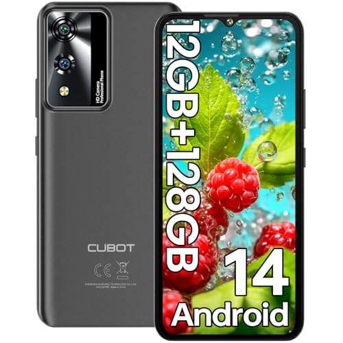 CUBOT A10 Smartphone Android 14-12(4+8) GB+128GB/1TB Günstig Handy Ohne Vertrag, 6.56 Zoll HD+/90Hz Bildschirm, 48MP+16MP Kamera, 5100mAh, Dual SIM 4G Simlockfreie Handys, Face ID/GPS/OTG