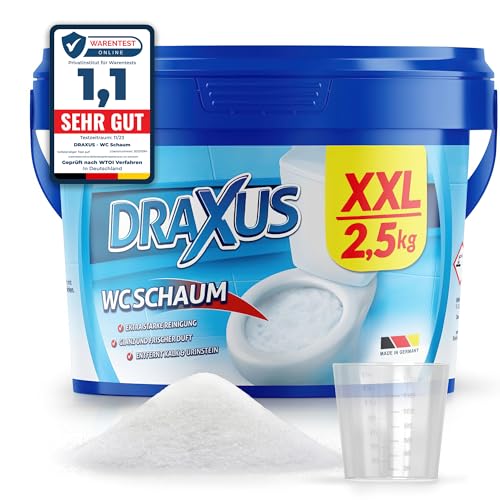 DRAXUS WC Schaum im XXL Pack (2,5kg), Extra Stark, WC Reiniger entfernt kraftvoll Kalk & Urinstein, Sorgt für Glanz und frischen Duft