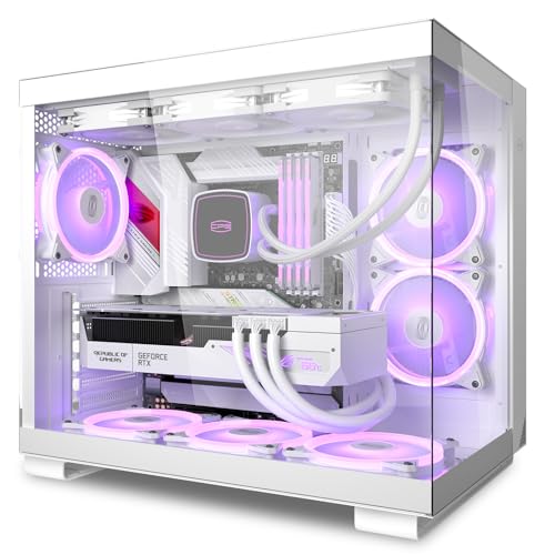 CPS C3T500 ARGB Sales Kit Tower ATX-Gehäuse, PCCOOLER Tower-PC-Gehäuse, 6 120 mm ARGB-Lüfter, kompatibel mit RTX 40 Serie, doppelseitiges volles hochdurchlässiges Glas, säulenfreies Design (T500 Weiß)