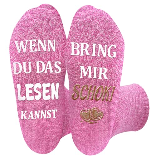 Lustige Geschenke für Frauen, Socken WENN DU DAS LESEN KANNST BRING MIR SCHOKI Weihnachtsgeschenke für Frauen, Socken mit Spruch Geburtstagsgeschenk Muttertag Valentinstag Jahrestag Geschenk für Sie