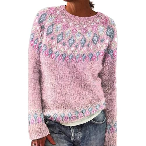 YEBIRAL Meine bestellungen bei Amazon Norweger Pullover Damen Original Weihnachten Pullover Winter Kaschmir Pullis Langarm Oberteile Elegant Rundhals Casual Warm Winterpullover Strickpullover Jumpers