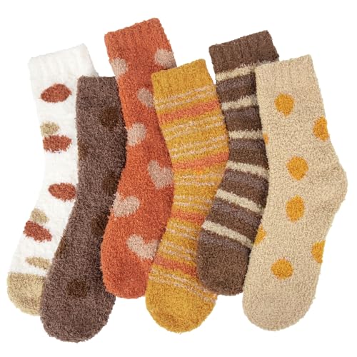 Kotashion Kuschelsocken Damen Flauschige Bettsocken aus Korallenfleece 6 Paars Dicke Warme Plüschsocken Weiche Thermosocken Haussocken Flauschsocken in Winter,MEHRWEG