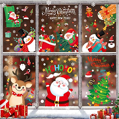 Multper Weihnachtsfenster Aufkleber, 116 Pcs Wiederverwendbar Fensterbild Weihnachten Fensterbilder Selbstklebend Winter-deko Dekoration Weihnachtsmann Weihnachts Rentier Aufkleber DIY-Dekorationen