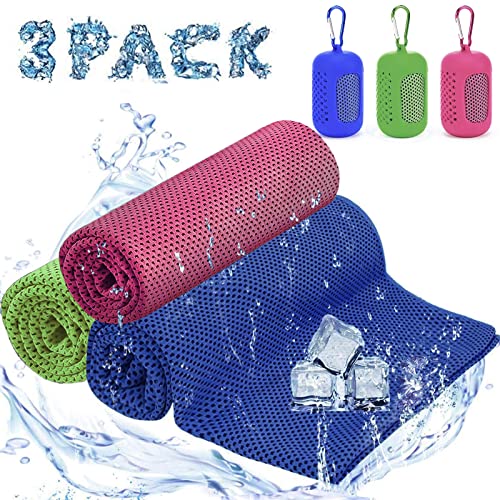 Ciskotu Kühltuch 3er Set, Mikrofaser Sport Handtücher Kühlendes, Schnelltrocknend Kühlhandtuch für Sofortige Kühlung, Eishandtuch Cooling Towel für Fitness, Sport, Reise, Yoga